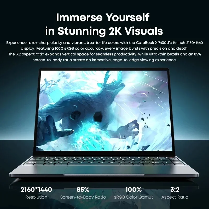 CHUWI CoreBook X Gaming Laptop AMD R5-7430U 16GB DDR4 RAM Hz Windows 11 6