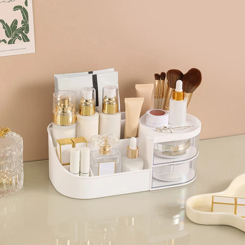 Makeup Storage Box With Mirror Desktop Dressing Table Makeup Mirror Cosmetics 6