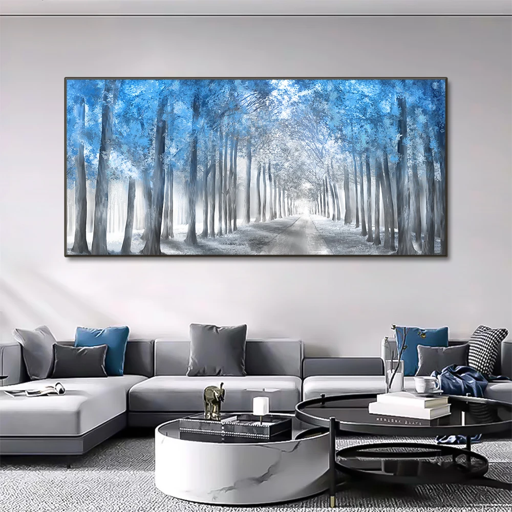 Autumn Nature Forest Foggy Landscape Wall Art Canvas Painting Tree 3