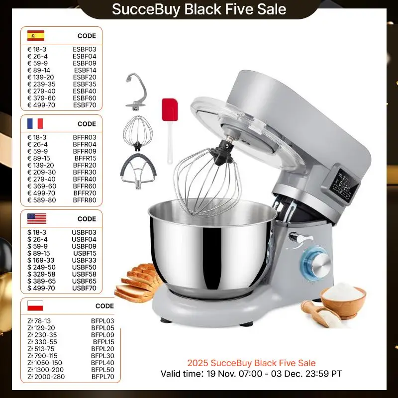 SucceBuy 5.5/7LElectric Stand Mixer with 6Speeds 1