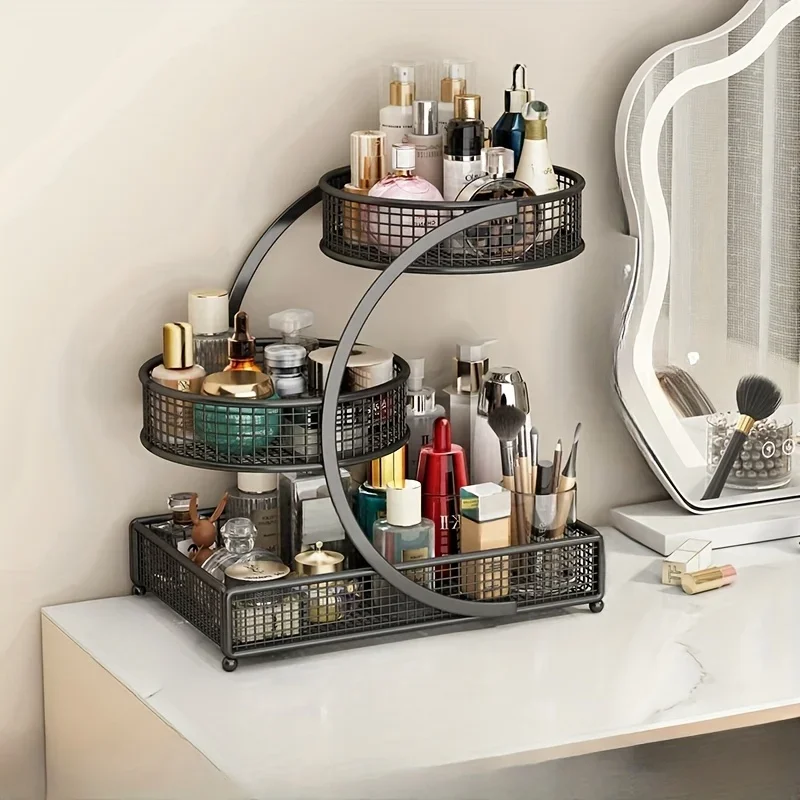 1pc Metal Makeup Storage Rack Cosmetic Organizer Dresser Multi-layer 1