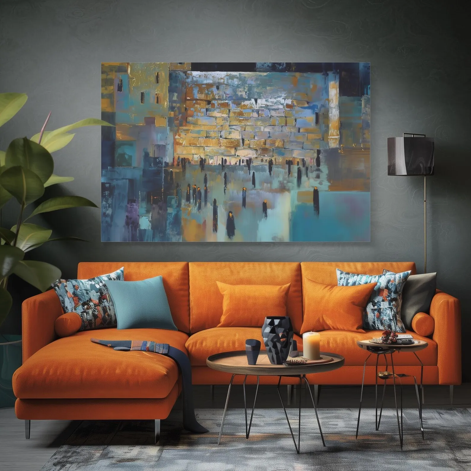 Abstract Jewish Wall Painting Art, Hotel Decor Luxury Jew Murals Art, 6