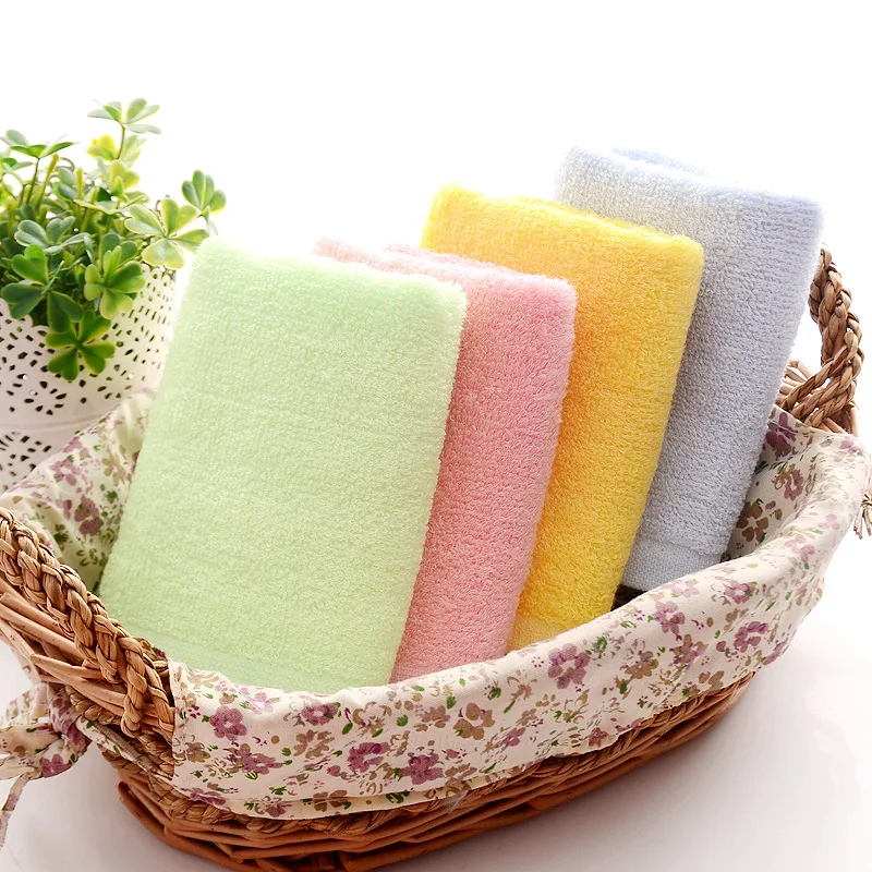 10 Pcs/Set Bamboo Fiber Face Towel 25x50cm Soft Children Hand Towel for Home Kitchen Bathroom 4