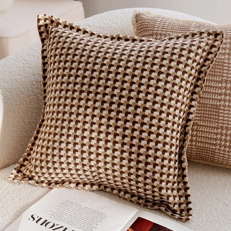 30x50/45x45CM Light Luxury Throw Pillow Cover Brown French Stamping 7