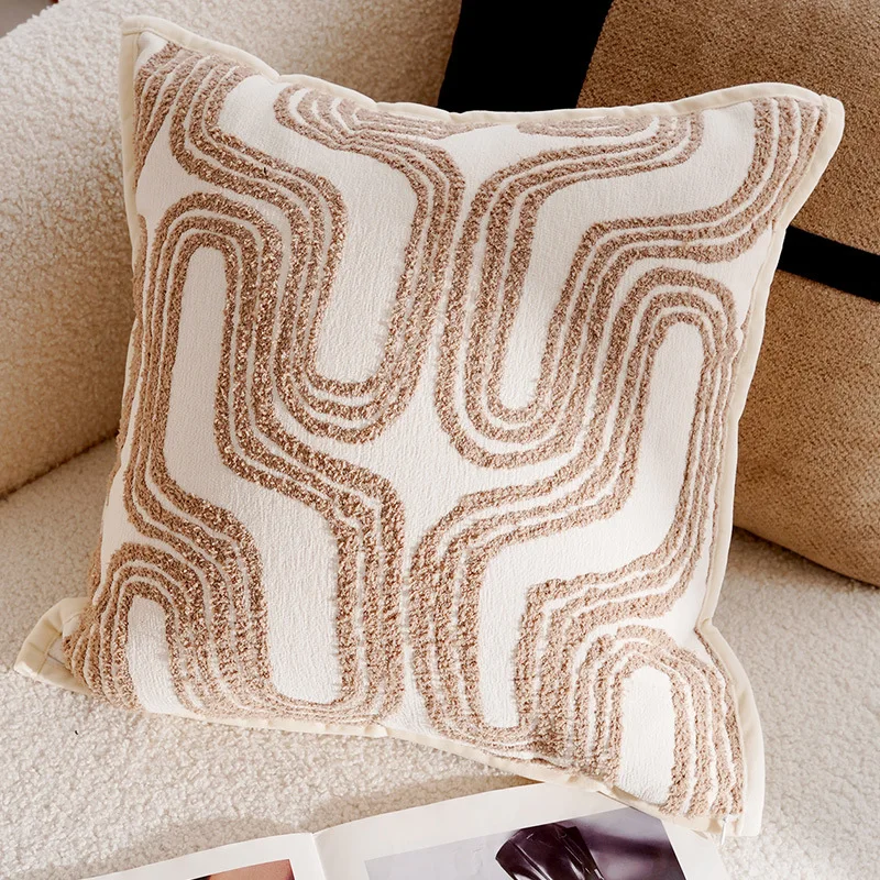 30x50/45x45CM Light Luxury Throw Pillow Cover Brown French Stamping 21