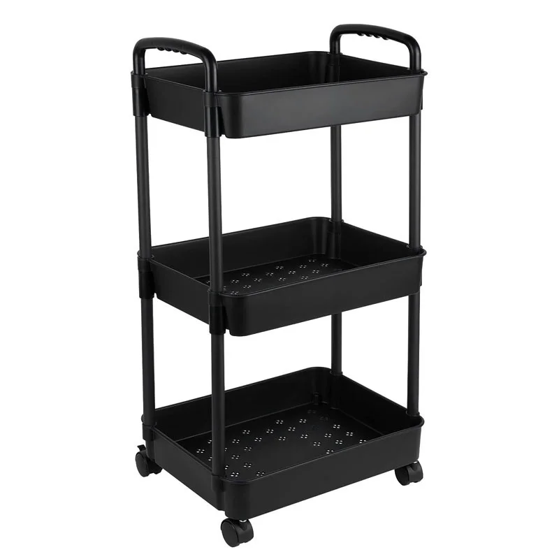 3Tier Plastic Rolling Utility Cart with Storage Bucket for Cleaning 22