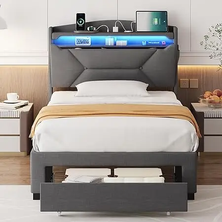 Twin size bed frame with storage 7