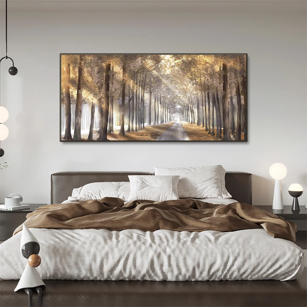 Autumn Nature Forest Foggy Landscape Wall Art Canvas Painting Tree 5
