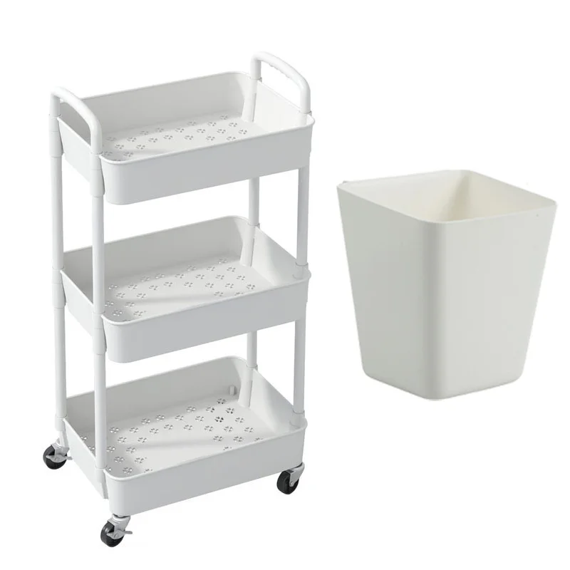 3Tier Plastic Rolling Utility Cart with Storage Bucket for Cleaning 23