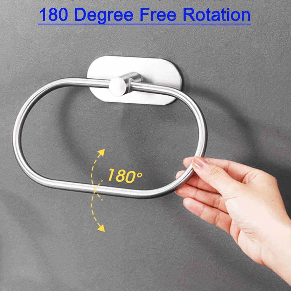 Stainless Steel Towel Holder Self-adhesive Bathrooms 4