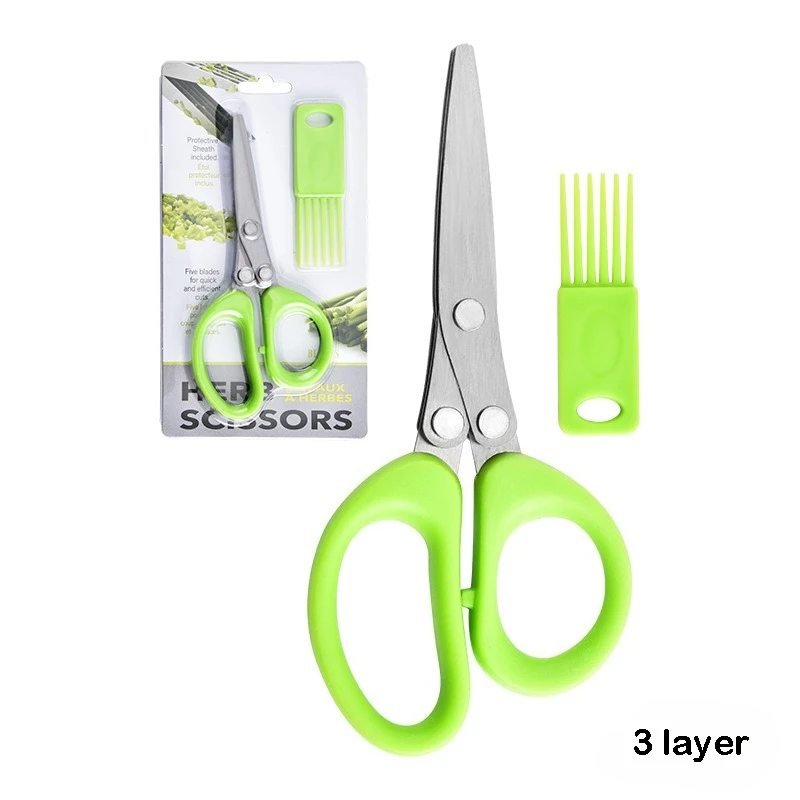 3/5 Layers Kitchen Scissors Stainless Steel Vegetable Cutter Scallion Herb 8