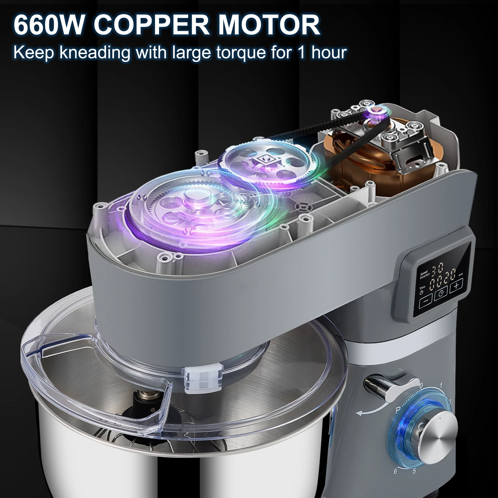 SucceBuy 5.5/7LElectric Stand Mixer with 6Speeds 5
