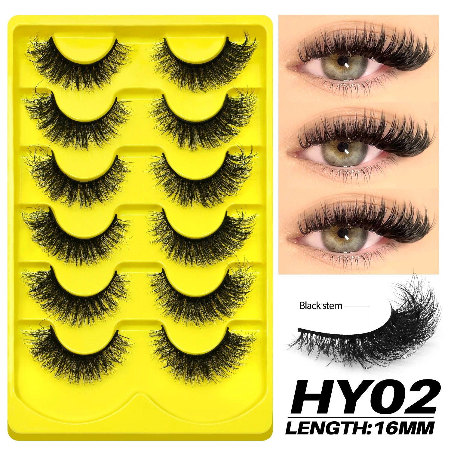GROINNEYA Fake Lashes Fluffy Cat Eye Lashes 8D Fluffy Volume False Eyelashes 16