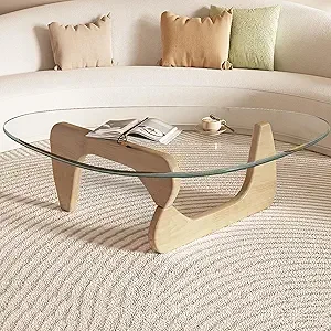 Small Coffee Table Black Glass Coffee Table for Living Room, Mid Century Modern Coffee Table, Wood Rustic Coffee Table with Wood 10
