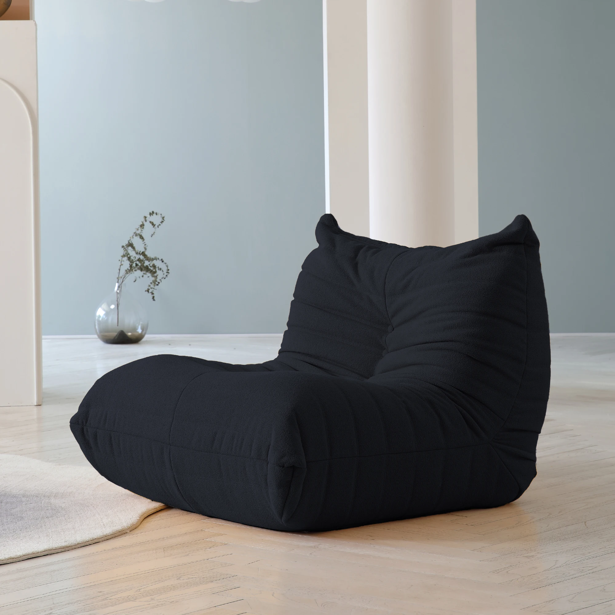 Teddy Fabric Bean Bag Sofas Comfy Lazy Floor Sofa Couch Soft Lounge Chairs Foam-Filled Accent Chair for Living Room Bedroom 12