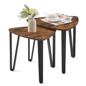 VASAGLE Nesting Coffee Tables, End Tables Set of 2 for Living Room Bedroom, Industrial Small Stacking Side Tables 1