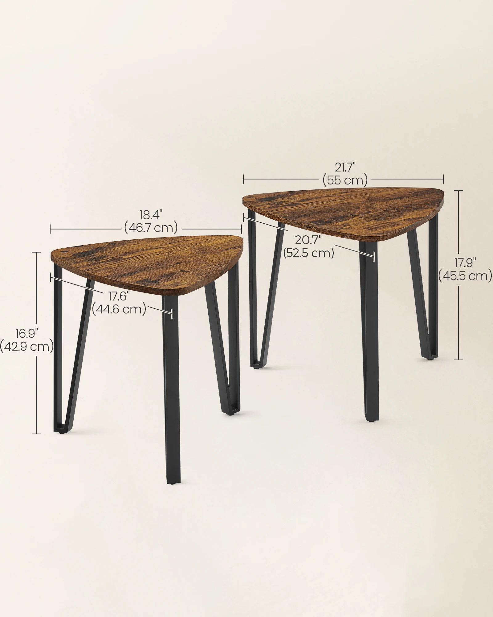 VASAGLE Nesting Coffee Tables, End Tables Set of 2 for Living Room Bedroom, Industrial Small Stacking Side Tables 5